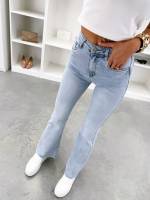 Mėlyna Tamprūs Platėjančio Silueto Džinsai