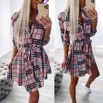 Lilla Ruuduline Keskelt Seotav Kleit