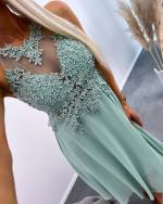 Fuchsia Chiffon Dress With Lace Top