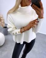 Black High-neck Knit With Gold Buttons