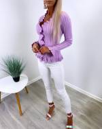 Violetinė Megztinis Su Perlais
