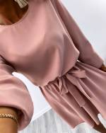 Khaki Keskelt Seotav Mugav Vabaaja Kleit