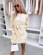 Fuksia Mustriga Bodycon Kleit