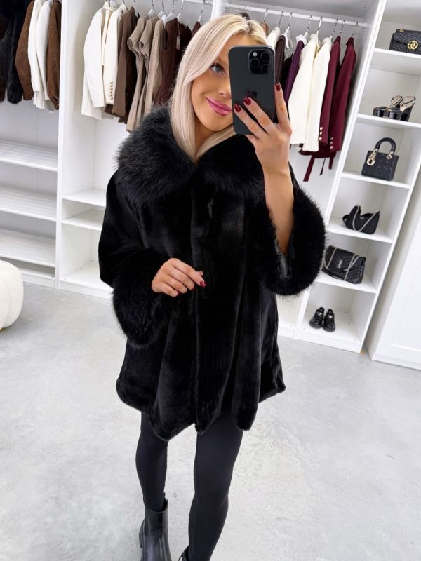 Black Soft Faux Fur Jacket-coat