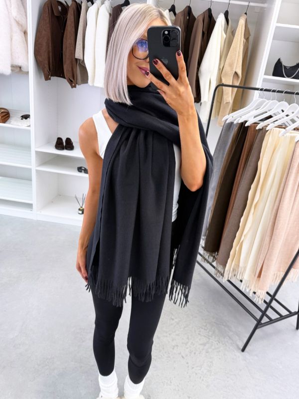 Black Warm And Soft Scarf