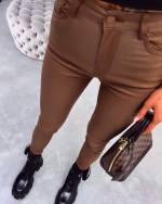 Brown Leather Stretch Pants