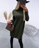 Fuchsia High-collar Sweater Dress