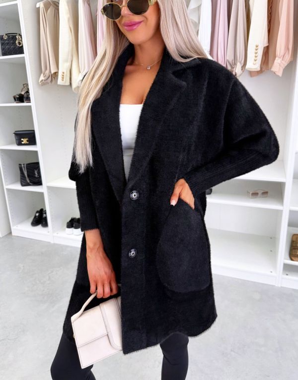 Black Soft And Cozy Alpaca Jacket