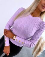 Pink Sweater With Golden Buttons