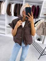 Brūns Brīva Piegriezuma Veste Ar Rāvējslēdzēju