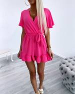 Белое Короткий комбинезон с лентой посередине