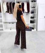 Brązowy Miękkie Spodnie Z Cekinami