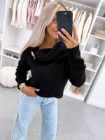 Valge Kuldse Detailiga Pehme Kampsun