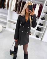 Коричневый Платье-пиджак с поясом