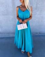 Turquoise Longer Dress With Belt