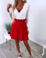Dark Red Long Sleeve Lace Bodysuit