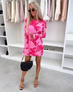 Fuksia Mustriga Bodycon Kleit