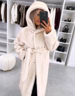 Коричневый Роскошное зимнее пальто с капюшоном