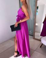 Purple Silky Maxi Dress