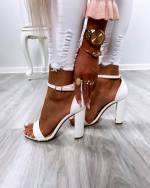 Белое Туфли из искусственной кожи на блочном каблуке