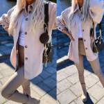 Light Pink Oversized Spring/autumn Jacket