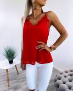 Red Lace Edge Top