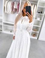 Черный Кружевное платье с поясом