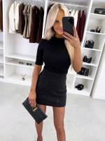 Juoda Dekoruotas Sijonas Su Akmenukais