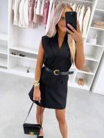 Светло-бежевый Платье-пиджак с ремнём