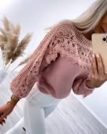 Black Soft Sweater With Lace