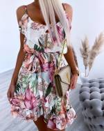 Fuchsia Floral Ruffle Dress