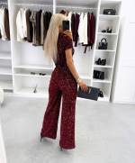 Brązowy Miękkie Spodnie Z Cekinami