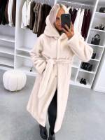 Коричневый Роскошное зимнее пальто с капюшоном