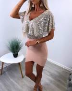 Зеленый Боди с оборками и блестками