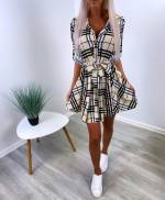 Lilla Ruuduline Keskelt Seotav Kleit