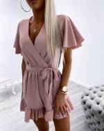 Белое Короткий комбинезон с лентой посередине