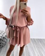 Khaki Keskelt Seotav Mugav Vabaaja Kleit