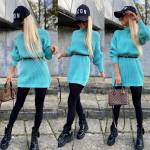 Heleroosa Vööga Kudumkleit