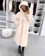 Коричневый Роскошное зимнее пальто с капюшоном