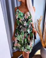 Фуксии Шифоновое платье с цветочным принтом и завязками на талии