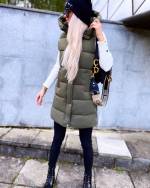 Бежевый Жилетка с капюшоном 