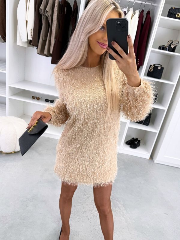 Beež Pikkade Varrukatega Langev Kleit