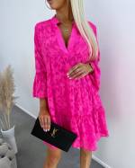 Fuchsia Flowy Patterned Dress