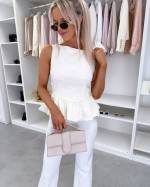 Gaiši Bēša Blūze Ar Peplum Siluetu
