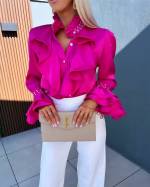 Fuchsia Blouse With Pearls