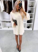 Jasny Beż Miękka, Lejąca Sukienka Z Cekinami