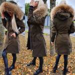 Черный Зимняя куртка с натуральным мехом и водонепроницаемым материалом.