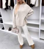 Светло-бежевый Мягкий свитер в стиле худи