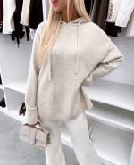 Светло-бежевый Мягкий свитер в стиле худи