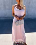 Light Pink Siidist Kerge Langev Kleit